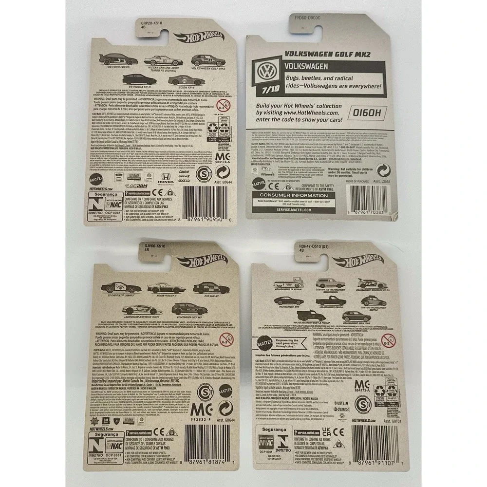 Hot Wheels Volkswagen Golf MK2 MK7 Lot of 4 Green Teal Red Polizei Sealed 1:64